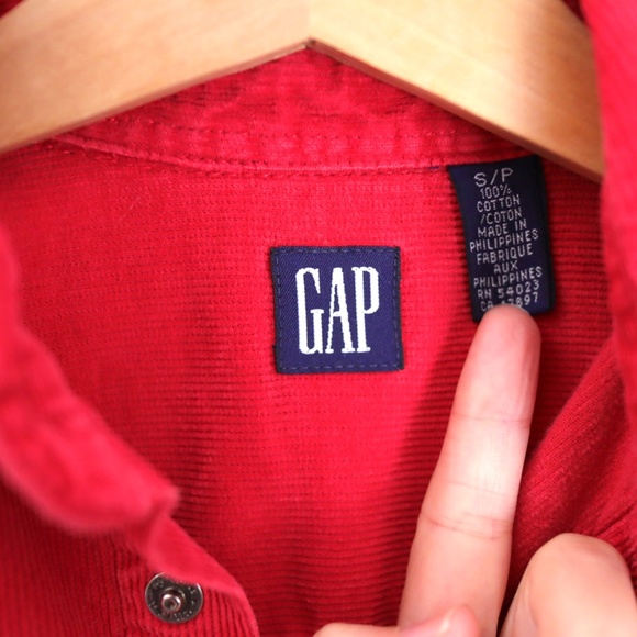 Vintage 90s GAP red kids corduroy shirts / 6-7Y Youth S - Picture 3 of 12